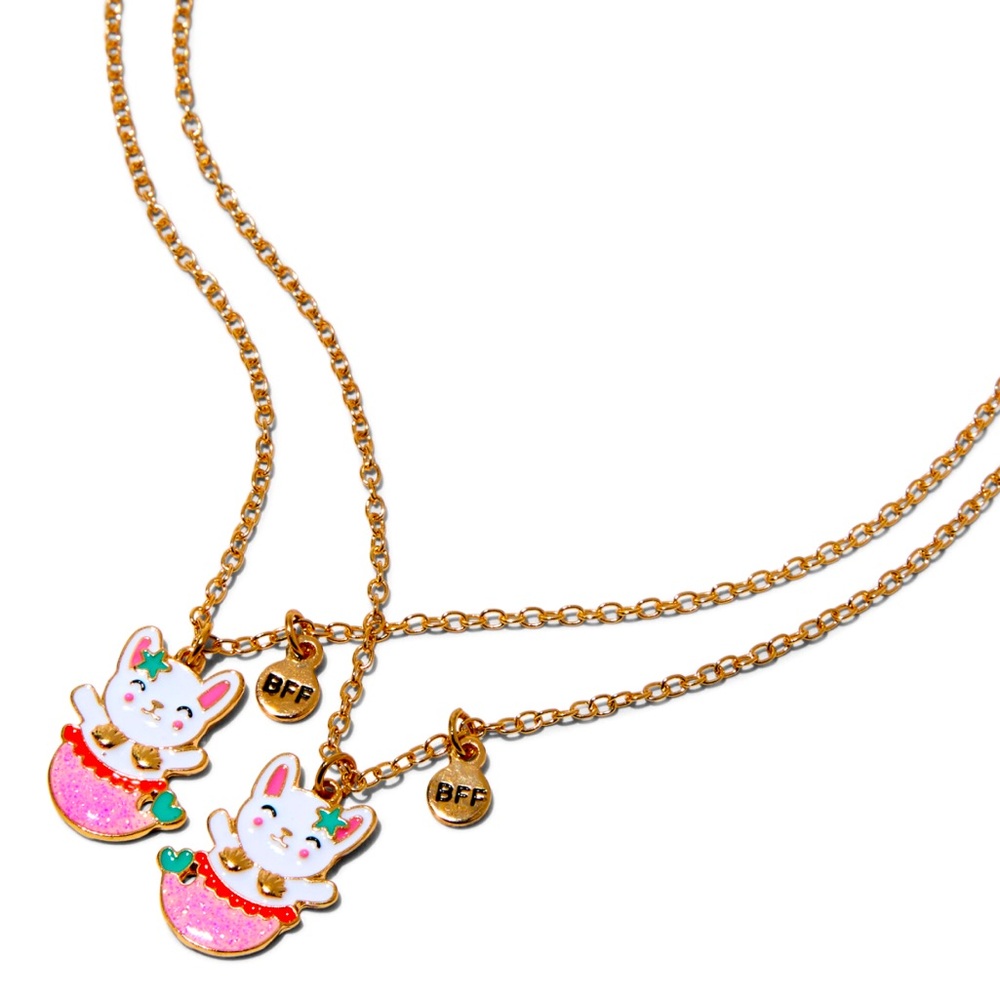 2-Pack Best Friends Bunny Mermaid Pendant Necklaces - NWT